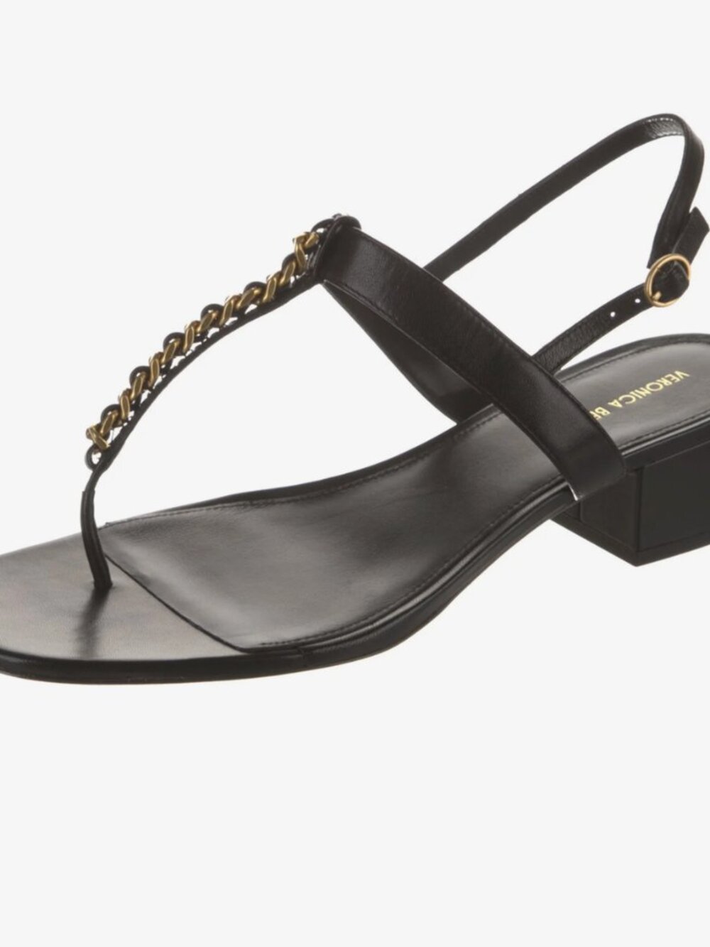 Veronica Beard Leather Chain-Link Accents T-Strap Sandals Women's Size: 10.5